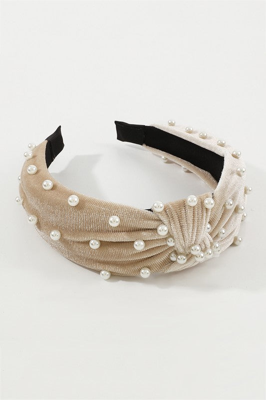 Velvet Pearl Top Knot Headband (more colors) - Luna Boutique