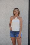 Rosette Top in Ivory