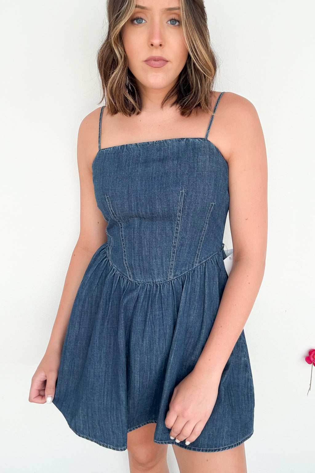 white christmas dresses Fransis Denim Dress – Luna Boutique
