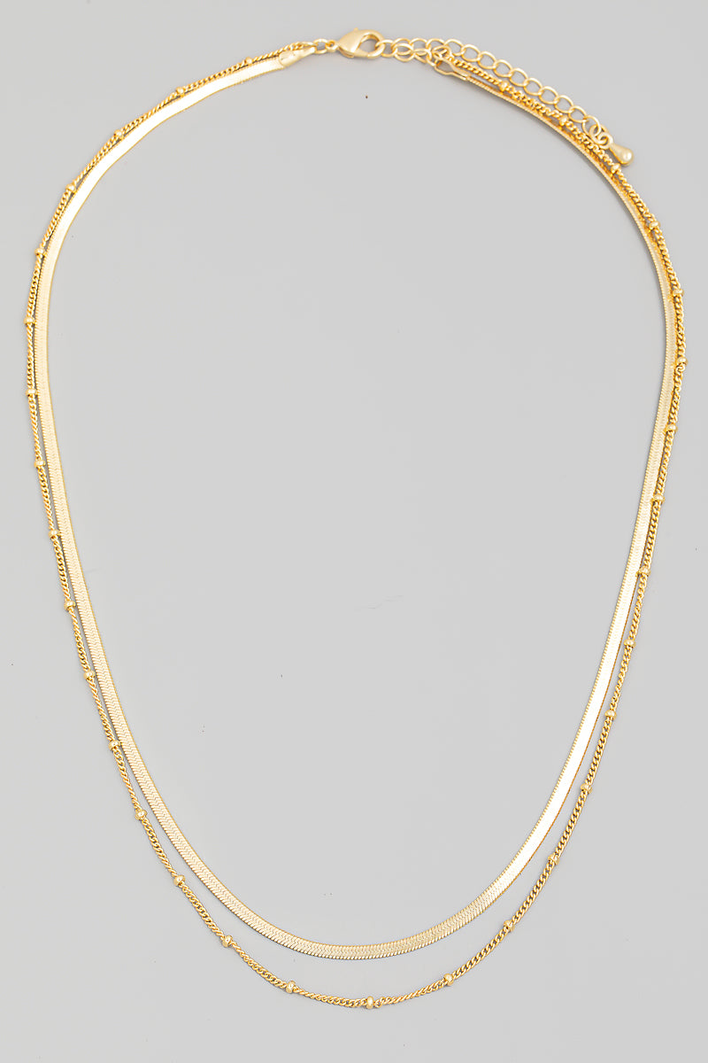 Layered Herringbone Chain Necklace