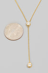 Stud Lariat Y Chain Necklace in Gold