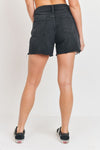 black distressed midi shorts