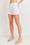 white high rise cat scratch shorts
