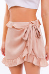 dusty peach ruffle wrap skirt