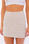 Cream Floral Mesh Mini Skirt
