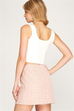 Saturn Mini Skirt Pink Gingham – Beginning Boutique US