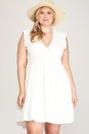 White Ruffle Smocked Dress +