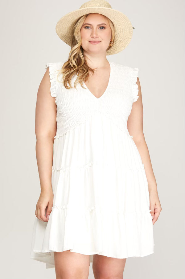 Plus size 2025 white smock dress