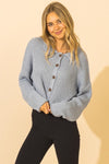 smoke blue button up collared sweater