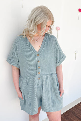 The Avery Romper in Blue