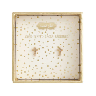 Gold Cross Stud Earrings