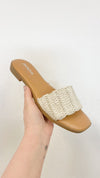 Screen Raffia Sandal in Ivory