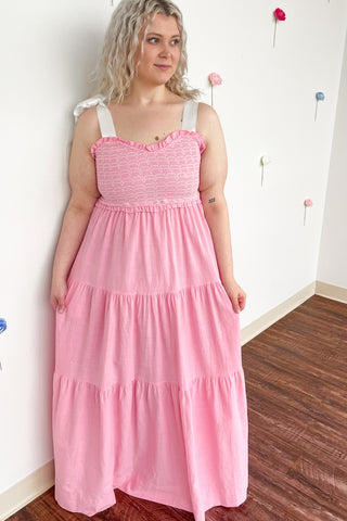 she + sky pink dress She + Sky Baby pink puff sleeve jaquard dress