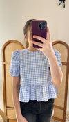 Marie Plaid Top in Blue