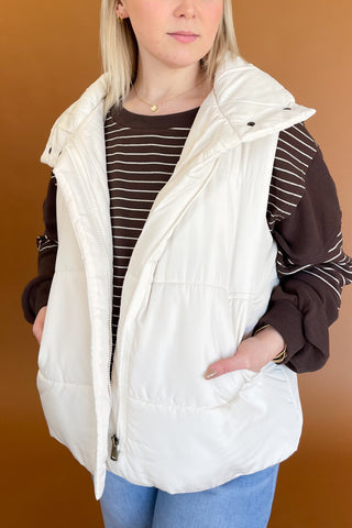 Zara Puffer Vest in Ivory RT