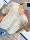 Calm Refelction Lace Trim Woven Top