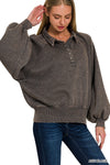 Judith Button Up Sweater in Ash Black