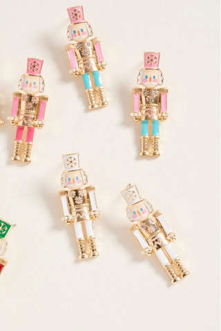 Pink Snowflake Nutcracker Earrings