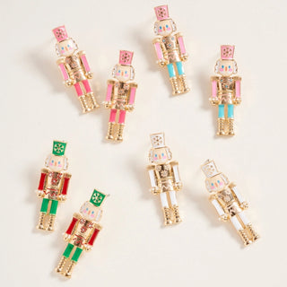 Pink Snowflake Nutcracker Earrings