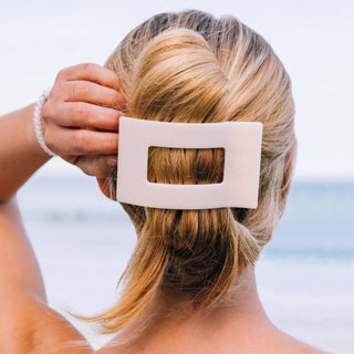 Flat Rectangle Large Hair Clip in Almond Beige