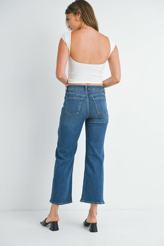 Amelia Slim Wide Jeans - Dark Denim