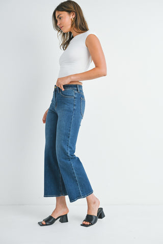 Amelia Slim Wide Jeans - Dark Denim