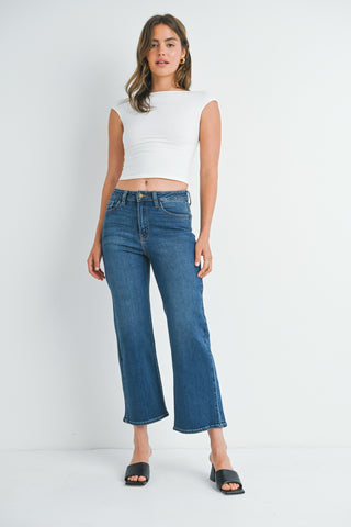 Amelia Slim Wide Jeans - Dark Denim