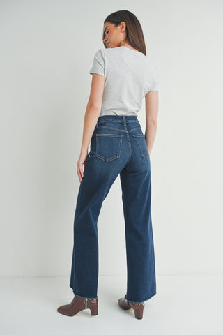 Nancy Slim Wide Leg Jean- Dark Denim
