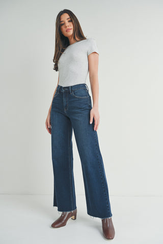 Nancy Slim Wide Leg Jean- Dark Denim