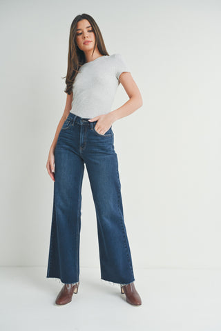 Nancy Slim Wide Leg Jean- Dark Denim