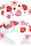 Valentines Day Conversation Hearts Headband (white)