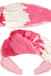 Valentines Tricolor Sequin Knotted Headband (pink)
