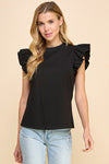 Walk With Me Ruffle Top in Black