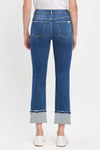 High Rise Cuff Slim Straight Jeans