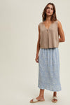 Chasing Flowers Midi Skirt in Blue