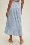 Chasing Flowers Midi Skirt in Blue