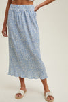 Chasing Flowers Midi Skirt in Blue