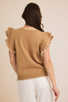 Vivi Ruffle Sleeve Top in Tan