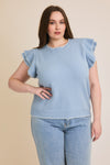 Vivi Ruffle Sleeve Top in Blue