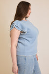 Vivi Ruffle Sleeve Top in Blue +