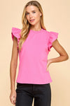 Walk With Me Ruffle Top in Pink