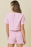 Pink Roses Gingham Top