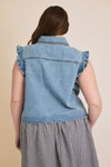 Ruffle Detail Denim Vest +