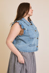 Ruffle Detail Denim Vest +