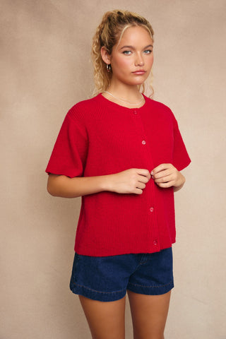 Antigua Sweater Top in Red