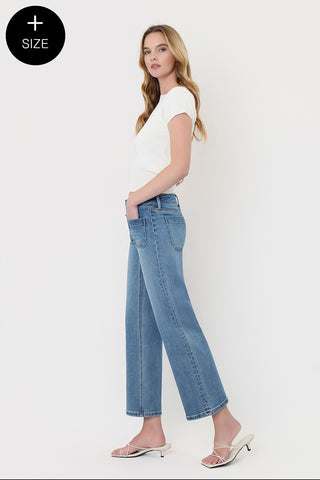 Amber Mid Rise Slim Wide Jeans +