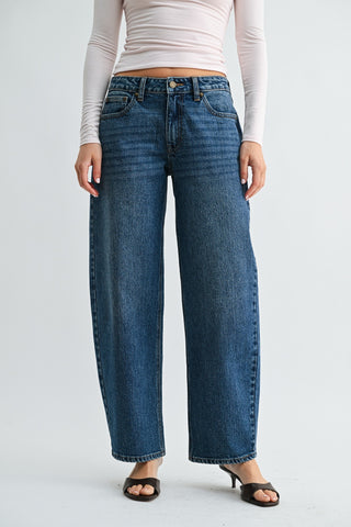 Daniela Barrel Straight Jeans in Dark Denim