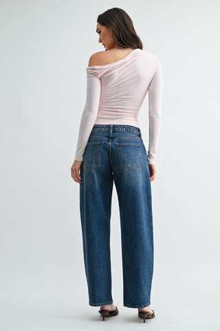 Daniela Barrel Straight Jeans in Dark Denim