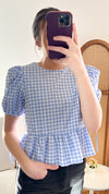 Marie Plaid Top in Blue