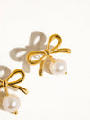 Aleah 18K Gold Plated Bow Pearl Earring